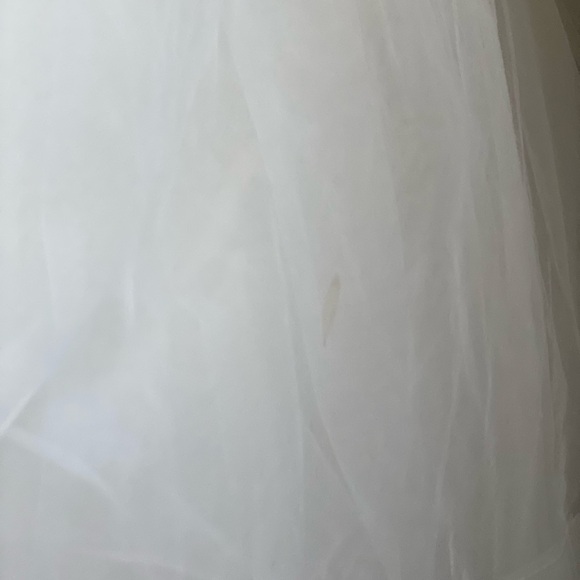 STUNNING IVORY TULLE LACE CORSET PEARL FLORAL TULLE BALLGOWN WEDDING DRESS SZ 6 - Picture 12 of 16